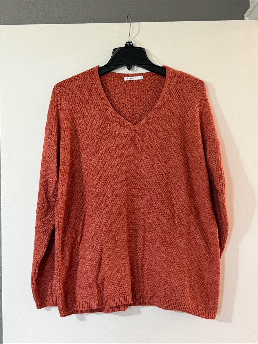 Staccato Burnt Orange Knit V-Neck Sweater